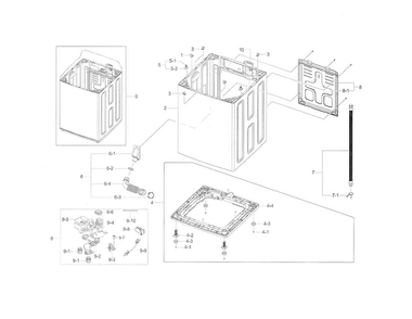 Frame Diagram and Parts List for WA50F9A7DSP A2-0001 Samsung Washer