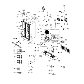Cabinet Diagram and Parts List for RH25H5611SR AA-0000 Samsung Refrigerator