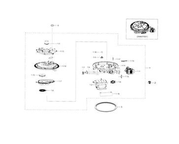 Sump Diagram and Parts List for DW80F600UTS AA-0001 Samsung Dishwasher