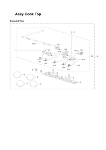 Cooktop Assembly Diagram and Parts List for NX58M6630SG AA-00 Samsung Range