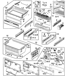 Freezer Diagram and Parts List for RFG237AARS XAA-0000 Samsung Refrigerator