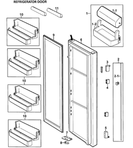 Right Door Diagram and Parts List for RS265LABP XAA-0000 Samsung Refrigerator