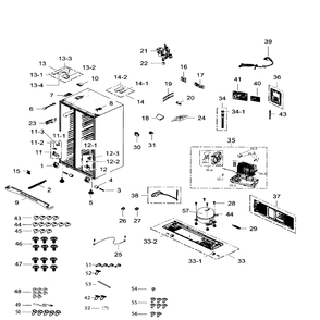 Cabinet Diagram and Parts List for RS25H5111WW AA-01 Samsung Refrigerator