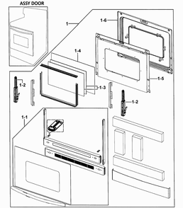 Door Assy Diagram and Parts List for FTQ353IWUB XAA-0000 Samsung Range