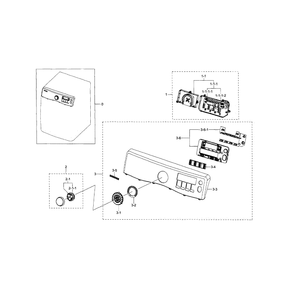 Control Panel Diagram and Parts List for DV395ETPARA A1-0000 Samsung Dryer