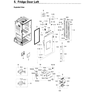 Fridge Door L Diagram and Parts List for RF28HDEDPBC AA-04 Samsung Refrigerator