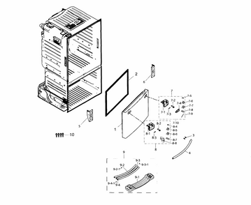 Freezer Door Diagram and Parts List for RF263TEAEBC AA-0003 Samsung Refrigerator