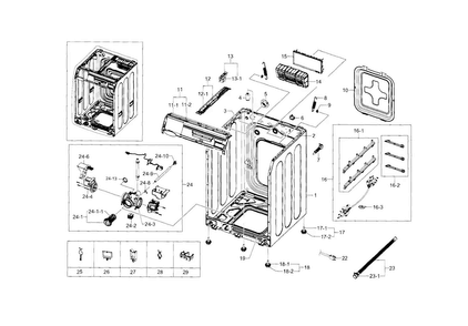 Frame & Cover Parts Diagram and Parts List for WF448AAP XAA-0008 Samsung Washer