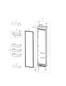 Refrigerator Door Diagram and Parts List for RSG307AARS XAA-0000 Samsung Refrigerator