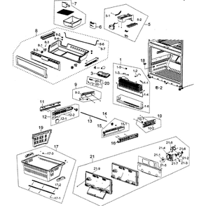 Freezer Diagram and Parts List for RF263AEWP XAA-00 Samsung Refrigerator