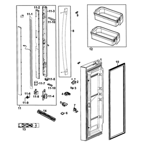 Door Left Diagram and Parts List for RF266AEPN XAA-0001 Samsung Refrigerator