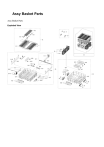 Basket Parts Assembly Diagram and Parts List for DW80R9950QN AA-00 Samsung Dishwasher