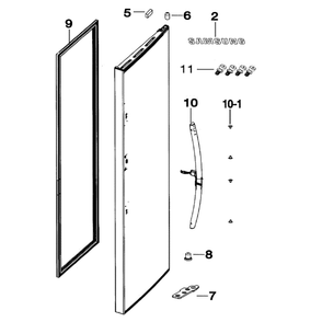 Right Door Out Diagram and Parts List for RH25H5611SR AA-01 Samsung Refrigerator
