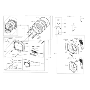 Drum Diagram and Parts List for DV50K8600EV A3-0001 Samsung Dryer