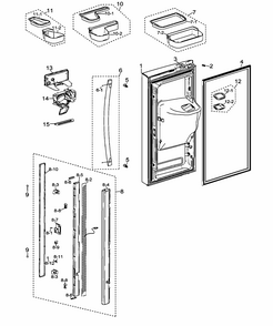 Left Door Diagram and Parts List for RF267AZWP XAA-0000 Samsung Refrigerator
