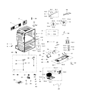 Cabinet Diagram and Parts List for RF28HMEDBWW AA-07 Samsung Refrigerator