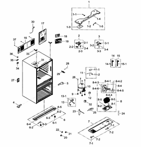 Cabinet Assy Diagram and Parts List for RF31FMEDBSR AA-0001 Samsung Refrigerator