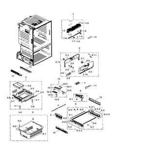 Freezer Diagram and Parts List for RF30HDEDTSR AA-08 Samsung Refrigerator