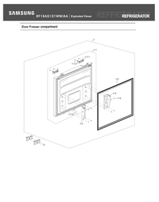 Freezer Door Compartment Diagram and Parts List for RF18A5101WW AA-00 Samsung Refrigerator