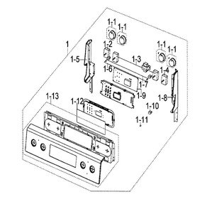 Control Panel Diagram and Parts List for FCQ321HTUX XAA-0000 Samsung Range