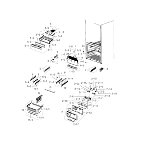 Freezer Diagram and Parts List for RFG237AAWP XAA-04 Samsung Refrigerator