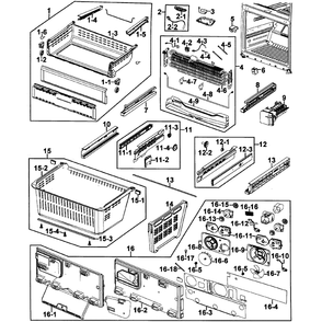 Freezer Diagram and Parts List for RFG237AAWP XAA-0003 Samsung Refrigerator