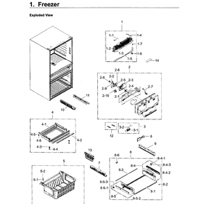 Freezer Diagram and Parts List for RF22KREDBSG AA-0001 Samsung Refrigerator