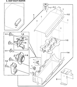 Heater Assy Diagram and Parts List for DV328AEW XAA-0000 Samsung Dryer