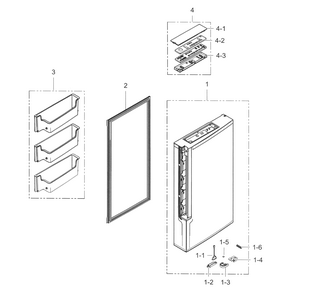 Freezer Door R Diagram and Parts List for RF34H9950S4 AA-0001 Samsung Refrigerator