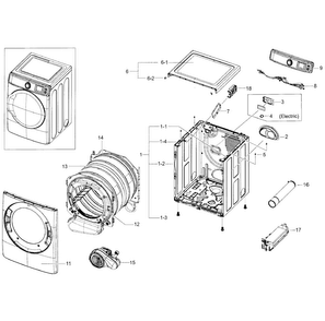 Main Assy Diagram and Parts List for DV56H9100EG A2-0000 Samsung Dryer