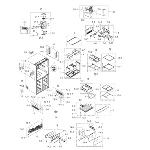 Fridge Diagram and Parts List for RF34H9950S4 AA-01 Samsung Refrigerator