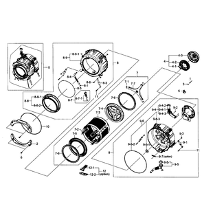 Drum Assembly Diagram and Parts List for WF363BTBEUF A1-01 Samsung Washer