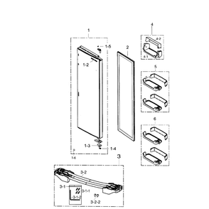 Right Door Diagram and Parts List for RS267TDRS XAA-0000 Samsung Refrigerator