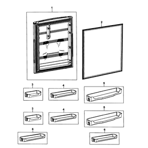 Refrigerator Door Diagram and Parts List for RB195ACWP XAA-00 Samsung Refrigerator