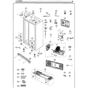 Cabinet Diagram and Parts List for RS25J500DSG AA-01 Samsung Refrigerator