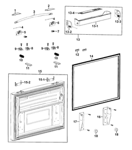 Freezer Door Diagram and Parts List for RFG293HARS XAA-0001 Samsung Refrigerator