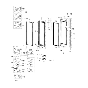 Fridge Door Diagram and Parts List for RH22H9010SR AA-0000 Samsung Refrigerator