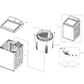 Main Assembly Diagram and Parts List for WA50F9A7DSW A2-01 Samsung Washer