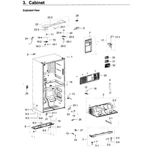 Cabinet Diagram and Parts List for RF23J9011SR (AA)(0007) Samsung Refrigerator