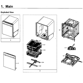 Main Assembly Diagram and Parts List for DW80M9550US AA-0000 Samsung Dishwasher