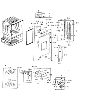Left Door Diagram and Parts List for RF28HFEDTWW AA-05 Samsung Refrigerator
