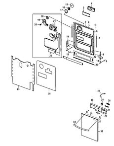 Door Assy Diagram and Parts List for DMT400RHB XAA Samsung Dishwasher