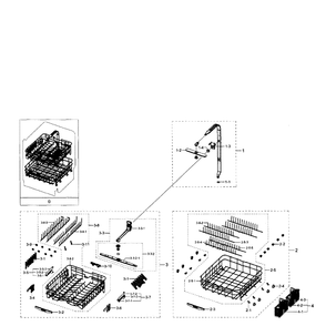 Baskets Diagram and Parts List for DW80H9940US AA-01 Samsung Dishwasher