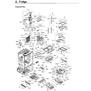 Fridge Diagram and Parts List for RF28HFEDBWW AA-08 Samsung Refrigerator
