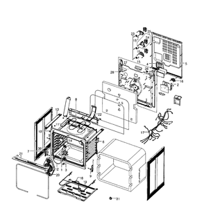 Main Assembly Diagram and Parts List for NE597R0ABSR AA-01 Samsung Range