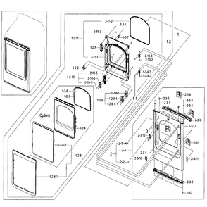 Front / Door Diagram and Parts List for DV48J7770EP A2-0000 Samsung Dryer