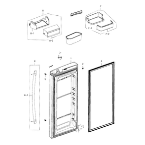 Fridge Door R Diagram and Parts List for RFG237AAWP XAA-01 Samsung Refrigerator