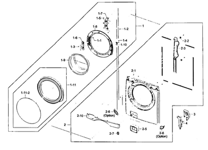 Front Panel Diagram and Parts List for WF431ABP XAA-0002 Samsung Washer