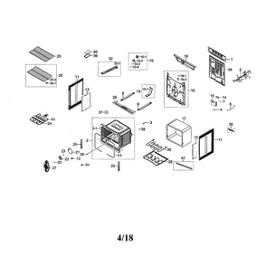 Main Unit Diagram and Parts List for NE59N6630SS AA-00 Samsung Range