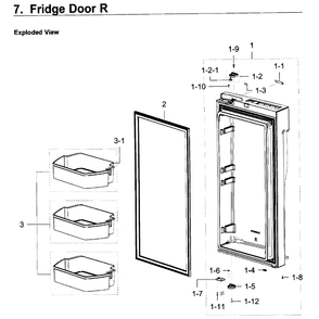 Fridge Door R Diagram and Parts List for RF23J9011SR (AA)(0007) Samsung Refrigerator